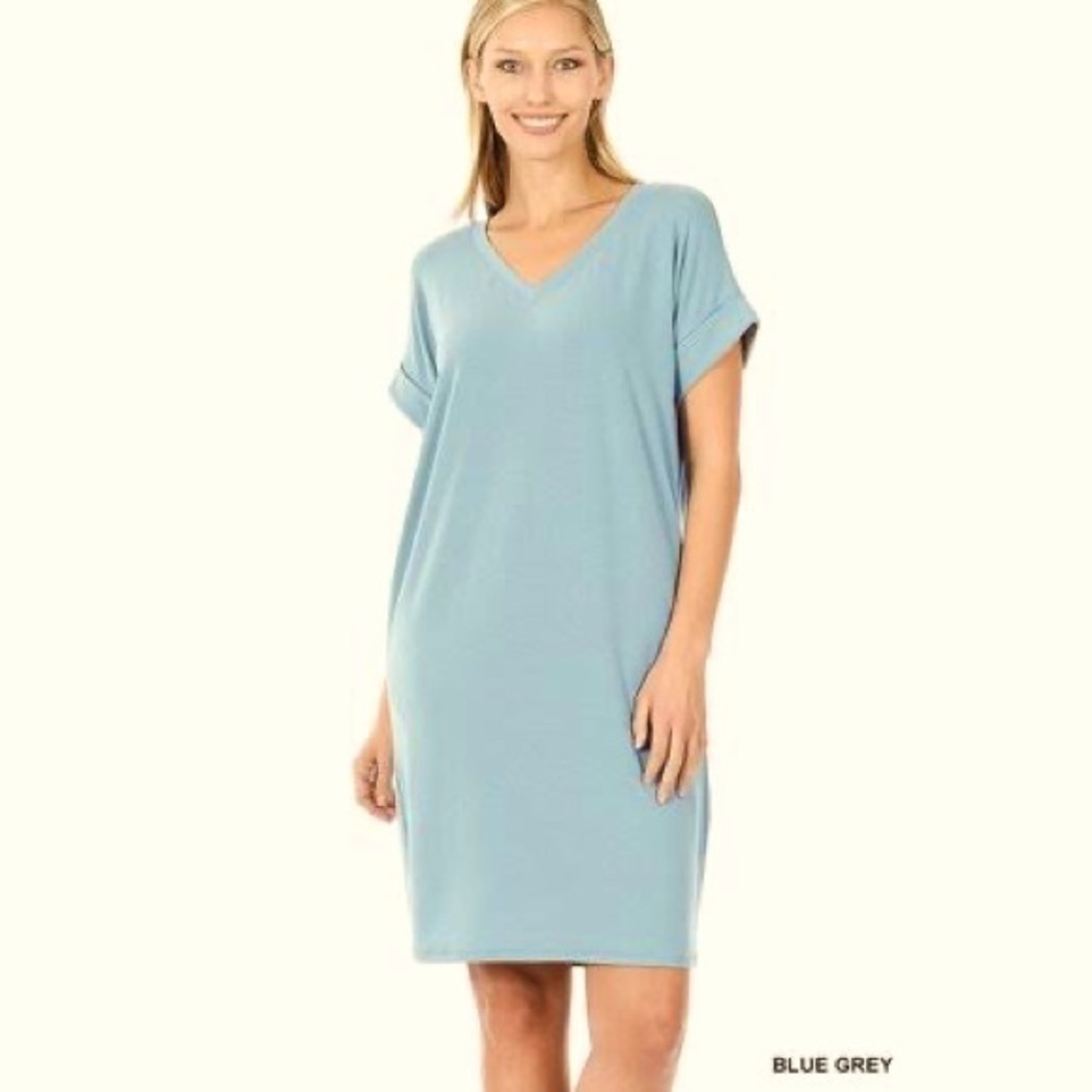 Zenana V neck Tee shirt dress